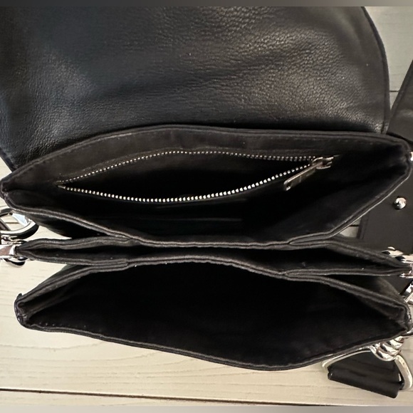All Saints Women’s Black Leather Crossbody Bag Shoulder bag purse - Picture 6 of 9